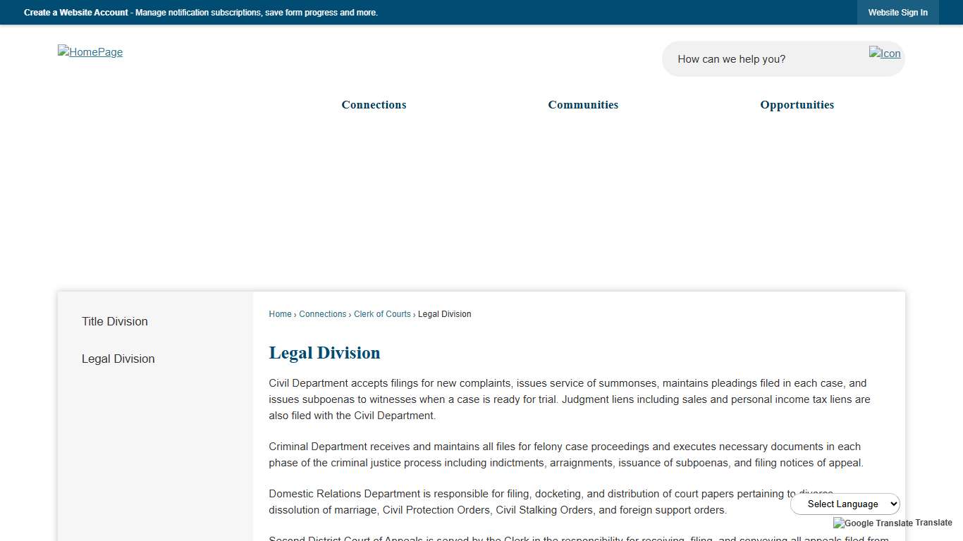 Legal Division Clark County, OH - Official Website